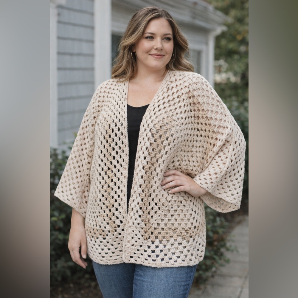 Handmade plus size hexagon long sleeve sweater